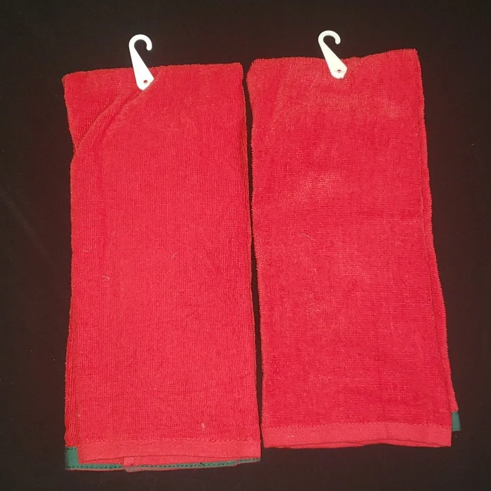 Trim A Home Pair of  Holiday Hand Towels Red Green NWT